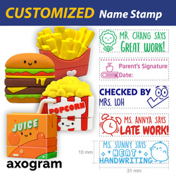 Teacher Name Pre-inked Rect Rubber Stamp (Food Series)
