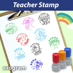 Teacher Name Pre-inked Round Rubber Stamp