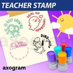 Teacher Pre-inked Round Rubber Stamp