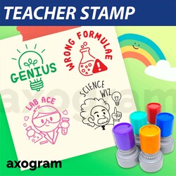 Teacher Pre-inked Round Rubber Stamp