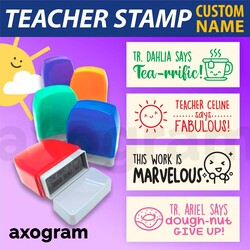 Teacher Name Pre-inked Rect Rubber Stamp