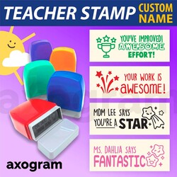 Teacher Name Pre-inked Rect Rubber Stamp 3