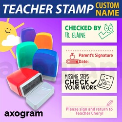 Teacher Name Pre-inked Rect Rubber Stamp 5