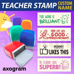 Teacher Name Pre-inked Rect Rubber Stamp 8