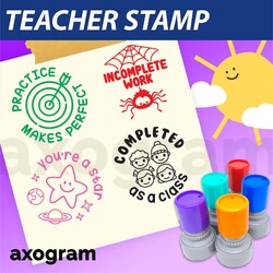 Teacher Pre-inked Round Rubber Stamp