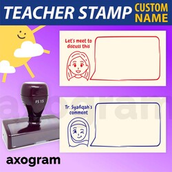 Teacher Cartoon Face and Speech Bubble Stamp
